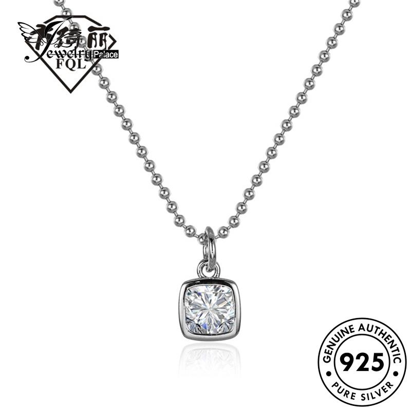 Jewelrypalace Perak Simple Berlian Wanita Kalung Asli Moissanite925 Berlian Kotak N40