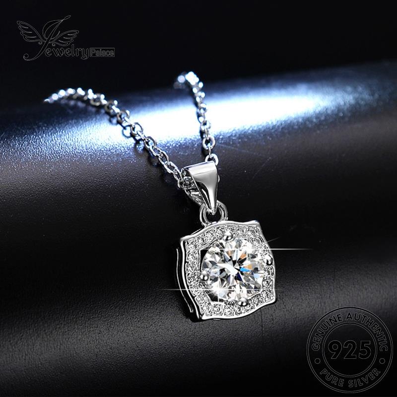 Jewelrypalace Wanita925 Persegi Perak Berlian Kalung Moissanite Asli Berlian Halus N90