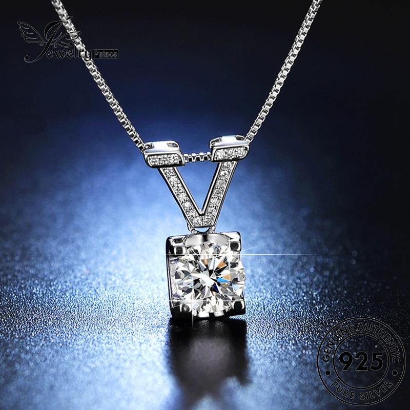 Jewelrypalace V Moissanite Asli Simple Kalung Perak Wanita Berlian925 N111