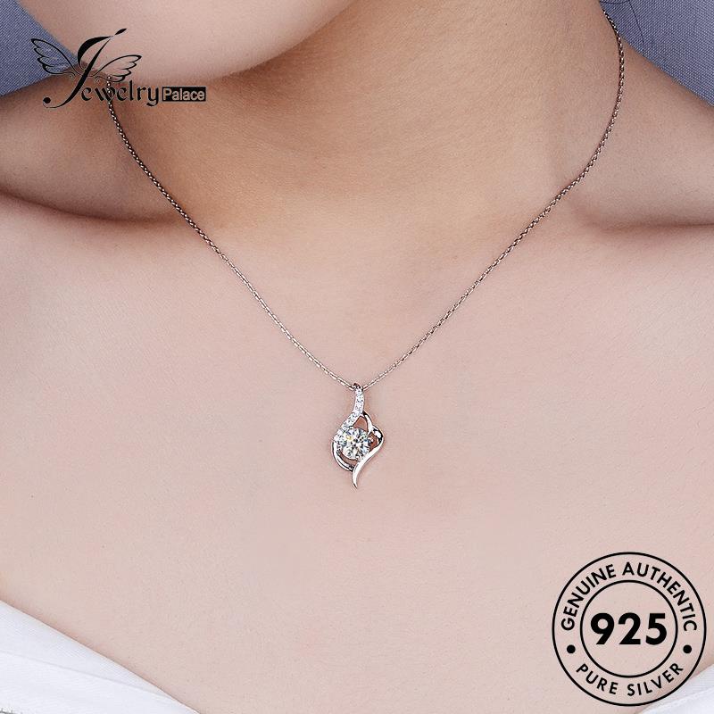 Jewelrypalace925 Berlian Perak Fashion Wanita Asli Moissanite Kalung N112