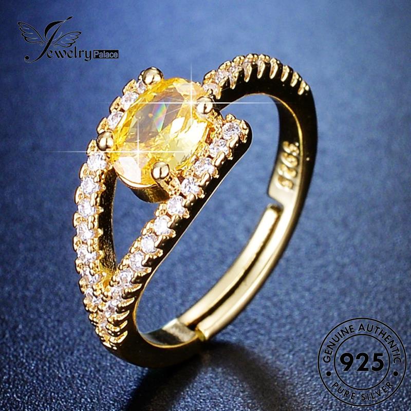 Jewelrypalace Cincin Perak925 Asli Simple Gold Perhiasan Wanita Moissanite M074