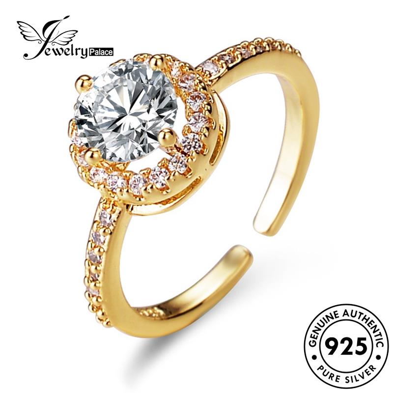 Jewelrypalace Asli925 Moissanite Wanita Emas Berlian Temperamen Cincin Perak Oval R53