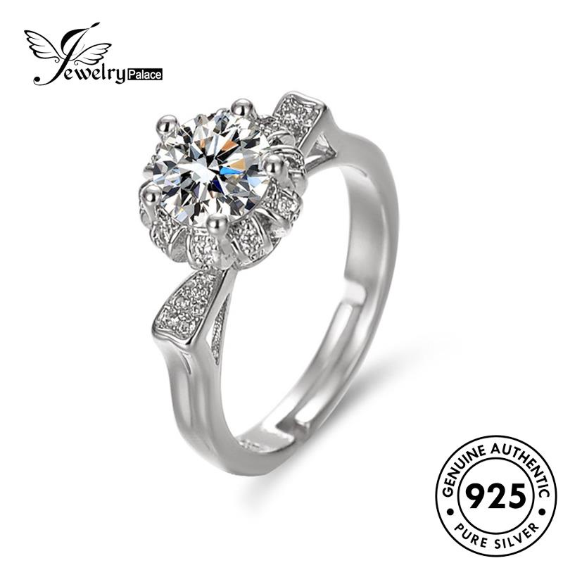 Jewelrypalace Cincin Moissanite Lucu925 Mahkota Wanita Perak Asli Berlian R122