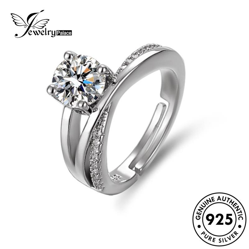 Jewelrypalace Cincin Fashion Perak925 Wanita Berlian Silang Asli Moissanite R126