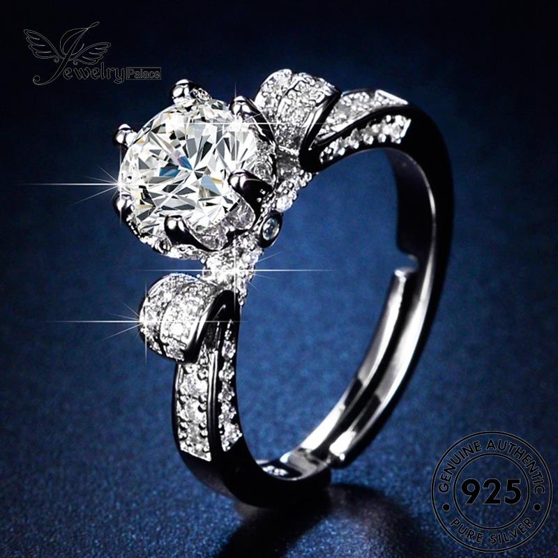 Jewelrypalace Original Cincin Wanita Berlian925 Moissanite Perak Klasik Bunga R145