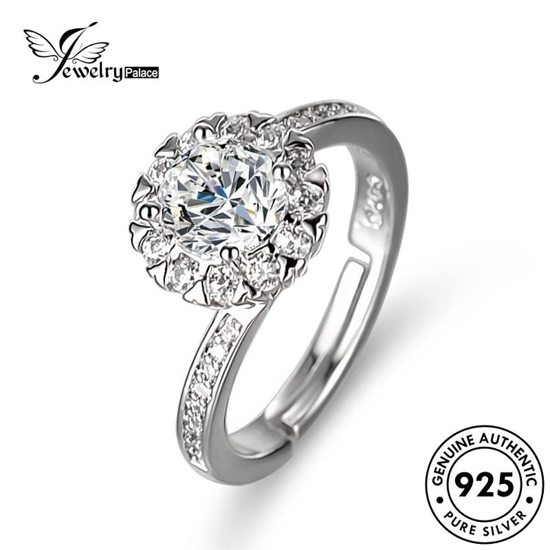 Jewelrypalace Perak925 Asli Moissanite Bunga Cincin Berlian Halus Wanita R403