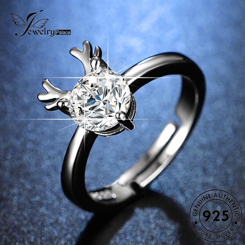 Jewelrypalace Kreatif Perak Asli Wanita Moose 925 Moissanite Cincin Berlian R409