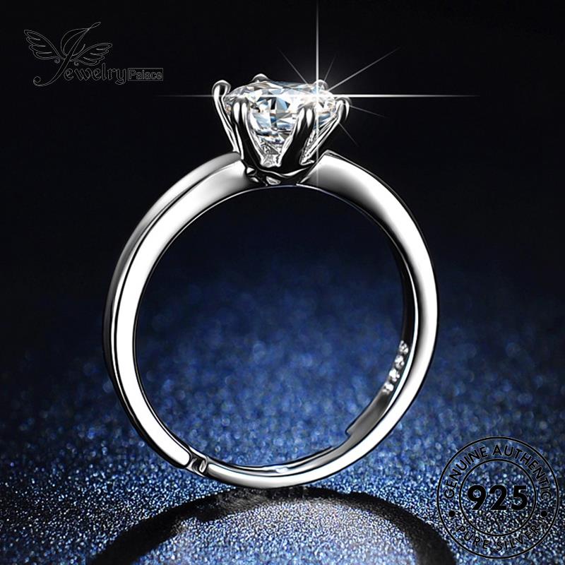 Jewelrypalace Cincin Moissanite Berlian Wanita Cakar Enam925 Perak Asli Simple R411