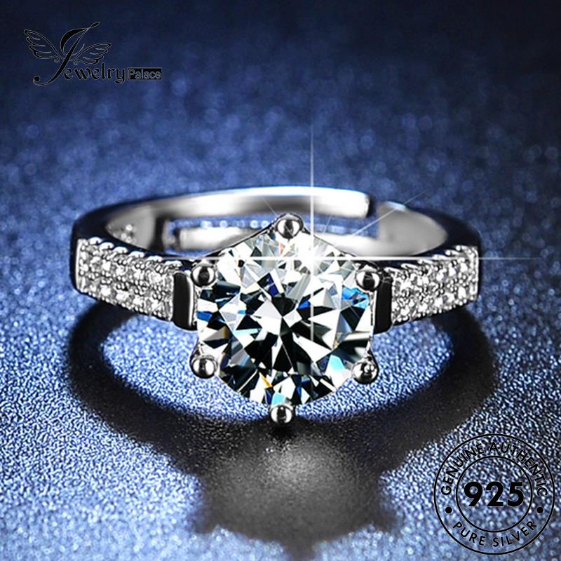 Jewelrypalace Perak Cincin Kepribadian Asli Full Wanita Moissanite Berlian925Bintang R419