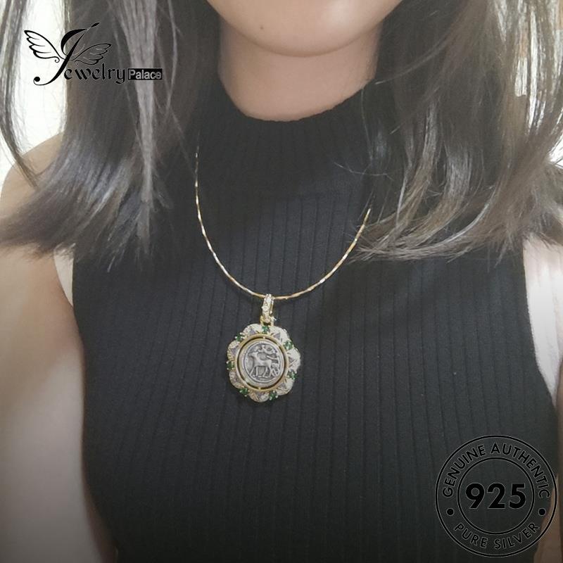 Jewelrypalace Perak Wanita Retro Peter Rabbit Asli Kalung Emerald925 N1602