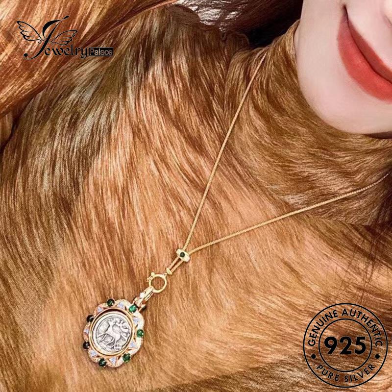 Jewelrypalace Perak Wanita Retro Peter Rabbit Asli Kalung Emerald925 N1602