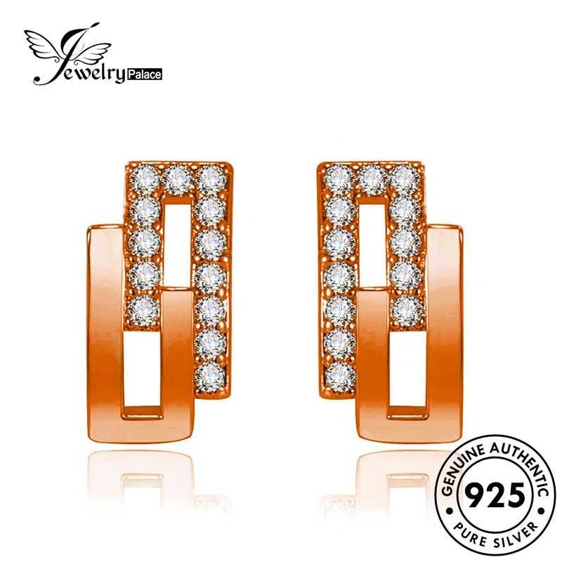 Tempat Perhiasan Wanita925 Stud Kotak Moissanite Anting Berlian Asli Gold Silver E742