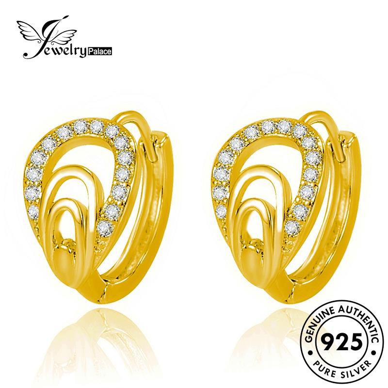 Jewelrypalace Anting Perak Cangkang Berlian Bentuk925Emas Moissanite Hoop Asli Wanita E743