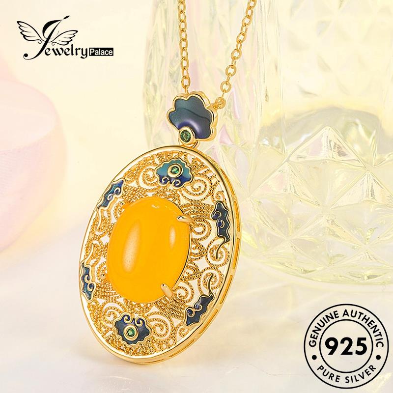 Jewelrypalace Giok925 Wanita Kalung Bulat Kuning Perak Asli N1095