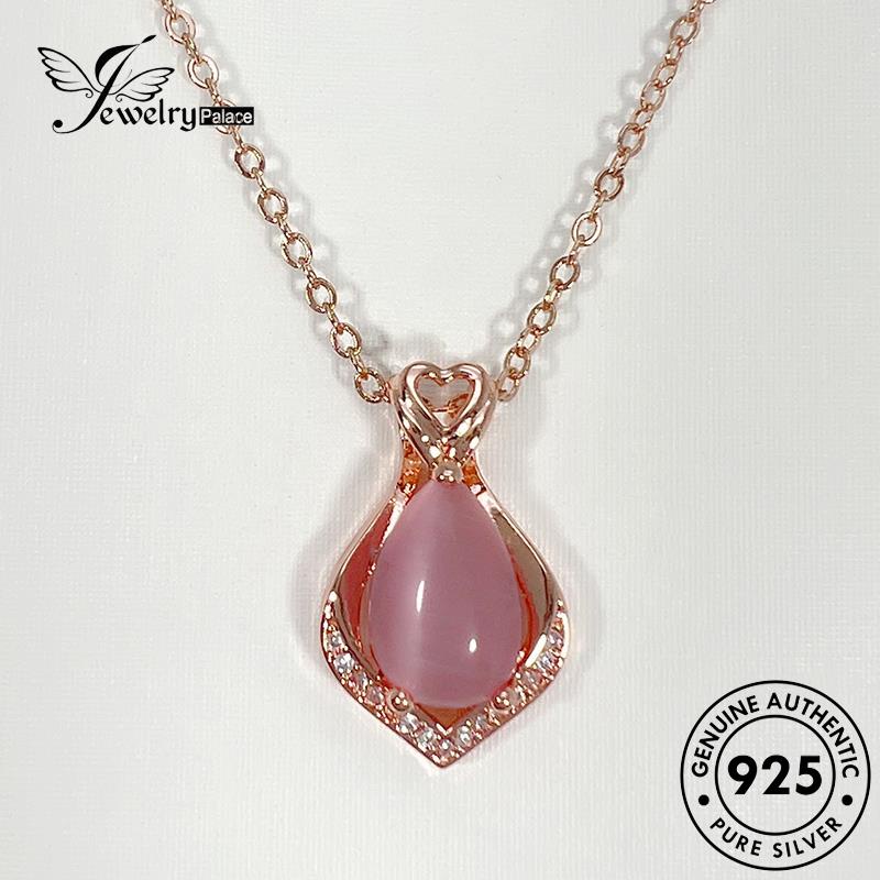 Jewelrypalace Kalung Berlian Wanita Emas Perak Lucu925 Pink Kristal Asli N1105