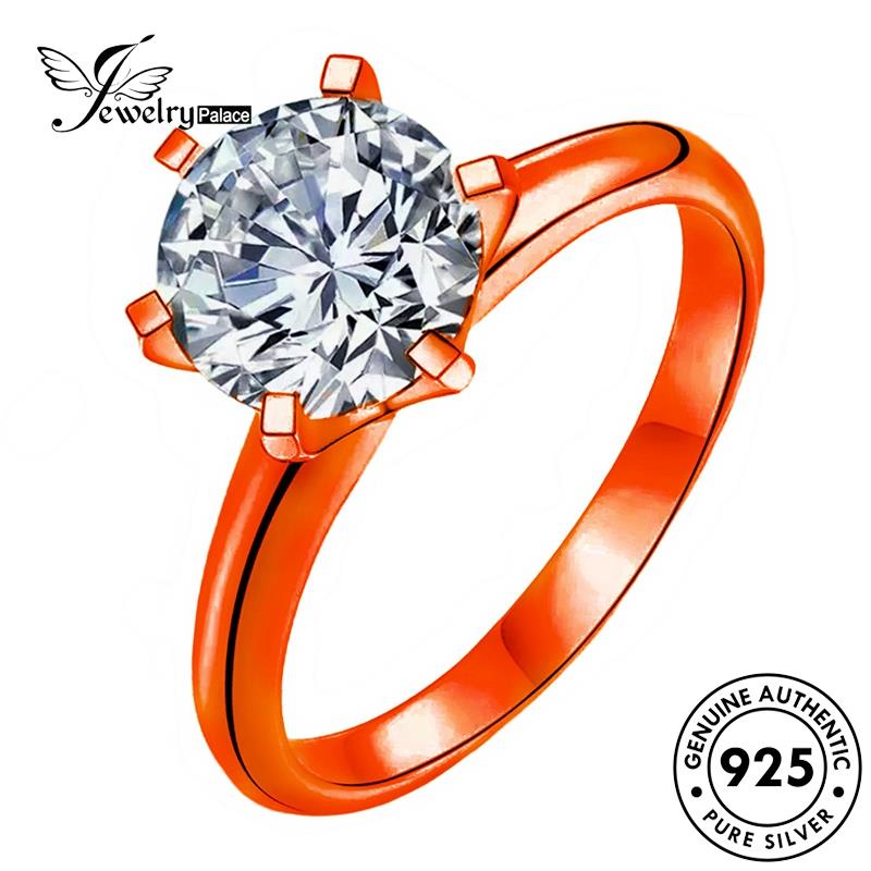 Jewelrypalace Berlian Perak Asli925 Cakar Emas Wanita Enam Cincin Moissanite R1742