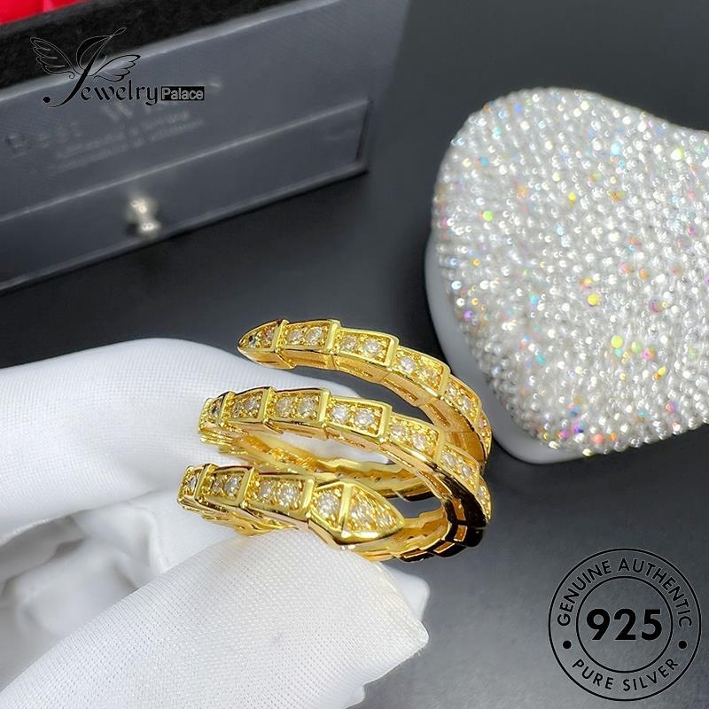 Perhiasantempat Cincin Berlian Perak Asli Moissanite Wanita Serpentine925Emas R1757