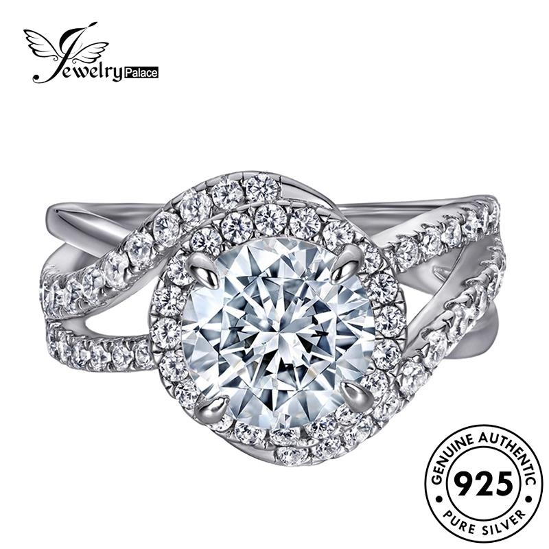 Jewelrypalace Cincin Perak925 Wanita Cakar Empat Emas Moissanite Berlian Asli R1718