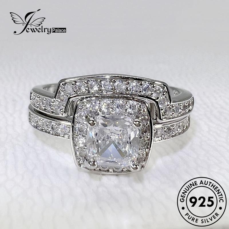 Jewelrypalace Cincin Asli Moissanite Perak Berlian Kotak925 Couple R1777