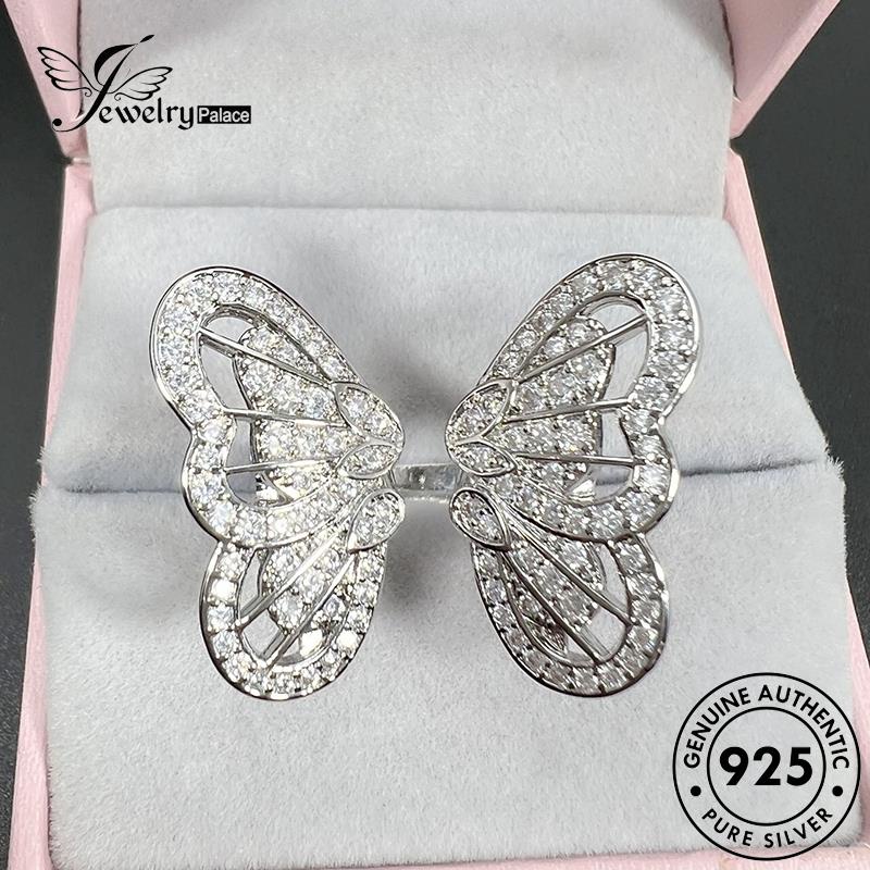 Jewelrypalace Moissanite 925cincin Senior Wanita Berlian Asli Silver Butterfly R1788