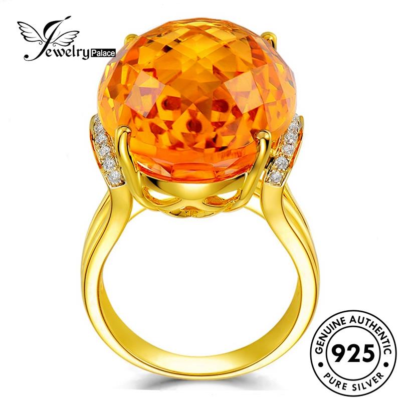 Jewelrypalace Cincin Perak Gold Oval Asli Wanita Citrine925 R1798