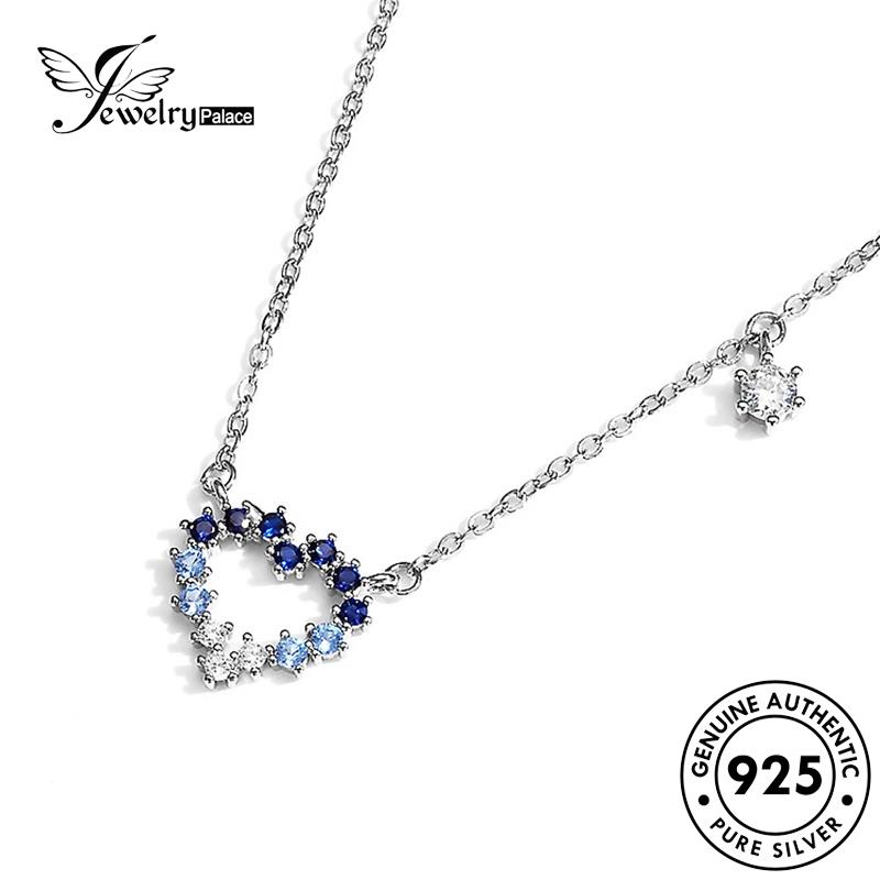 Jewelrypalace Kalung Kristal Hati925 Emas Fashion Berlian Wanita Pink Perak Asli N123