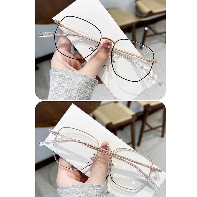 Kacamata Anti Radiasi Kacamata Bingkai Emas TR90 Warna Untuk Pasangan Lensa Bening Kacamata Kotak Retro Anti Blue Eyes Glasses