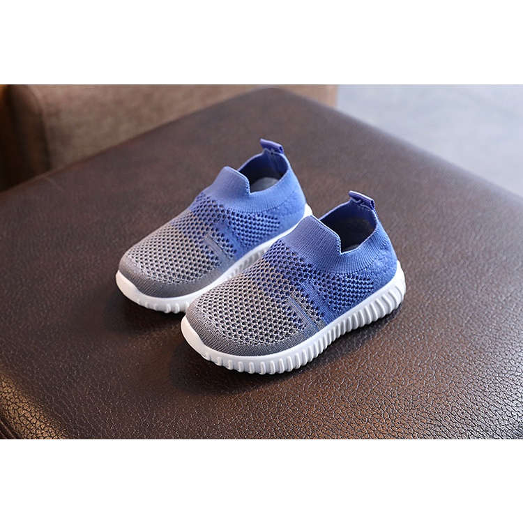 &quot;FREE BOX&quot;SIZE 22-33  Sepatu Slip On Anak Rajut Gradasi  Kasual Kanvas Bernapas Kekinian LV0298