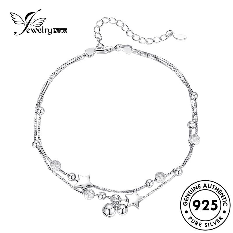 Jewelrypalace Fashion925 Gelang Bintang Perak Double Wanita Asli B49