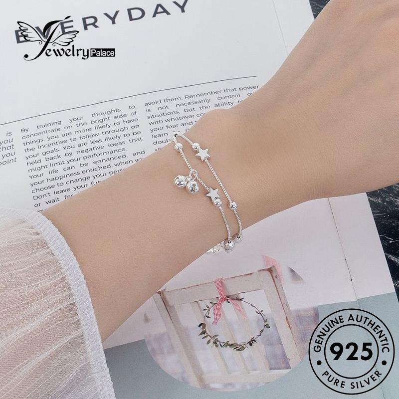 Jewelrypalace Fashion925 Gelang Bintang Perak Double Wanita Asli B49