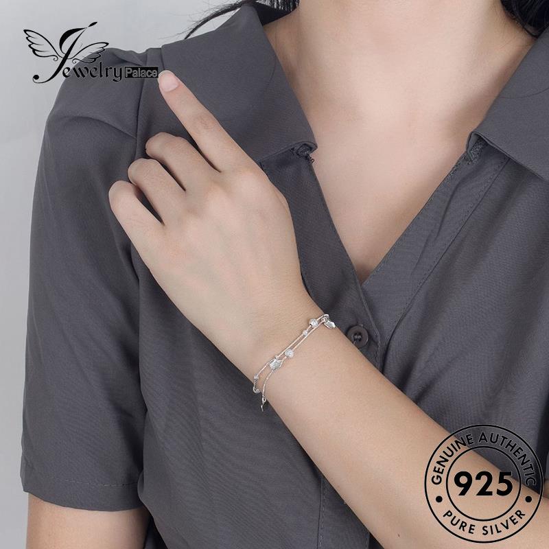 Jewelrypalace Gelang Asli925 Daun Apricot Double Wanita Perak B72