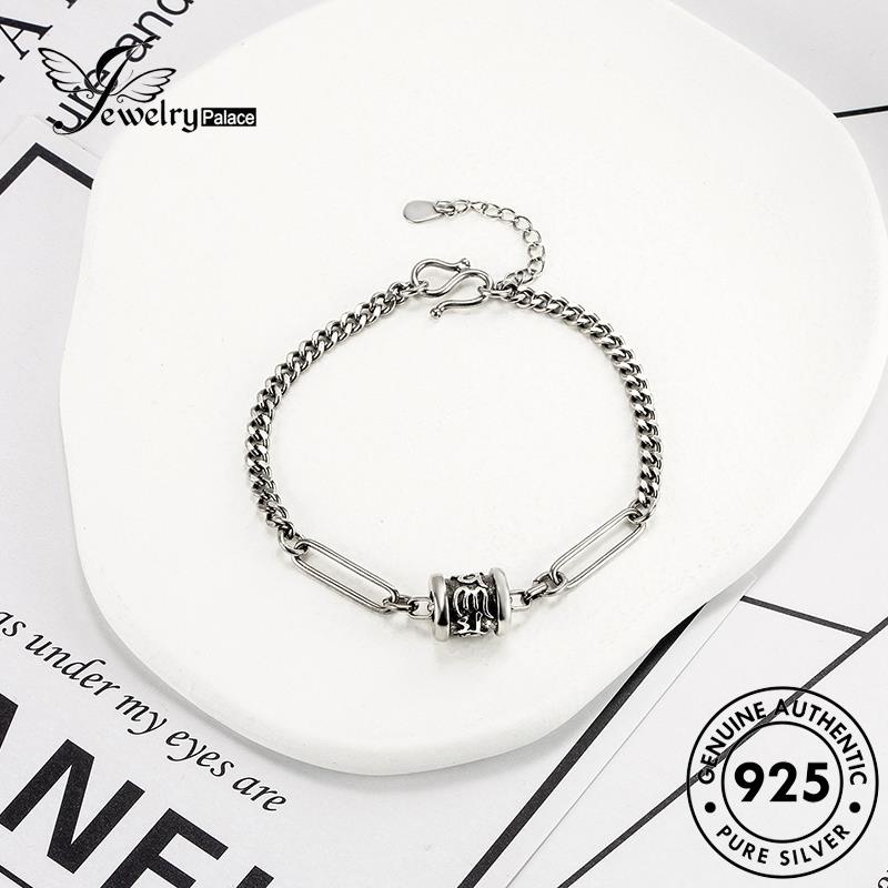 Jewelrypalace Lucky Perak925 Asli Motto Enam Karakter Gelang Wanita B204