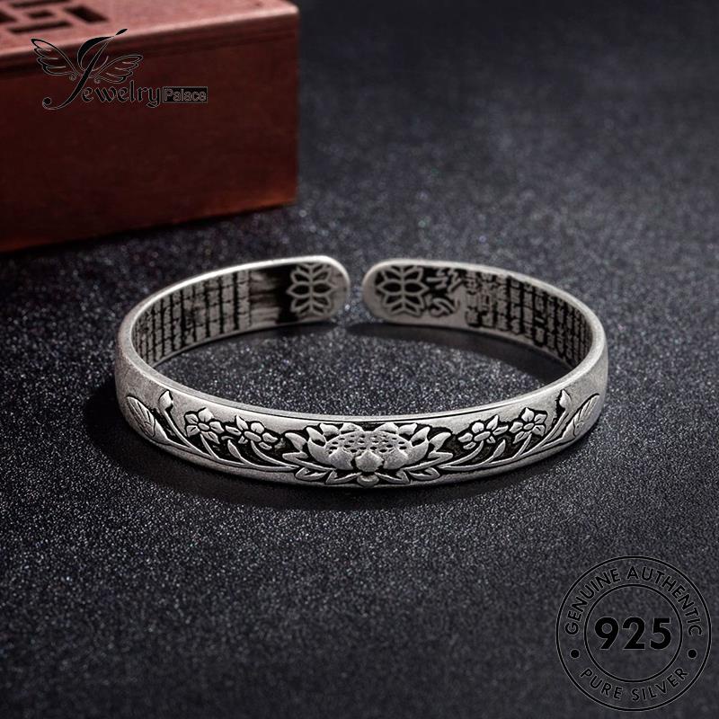 Jewelrypalace 925gelang Tangan Wanita Vintage Asli Lotus Silver B139