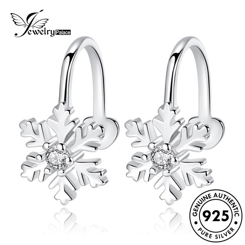 Jewelrypalace Wanita Perak Asli Anting Snowflake Stud925 Manis E21