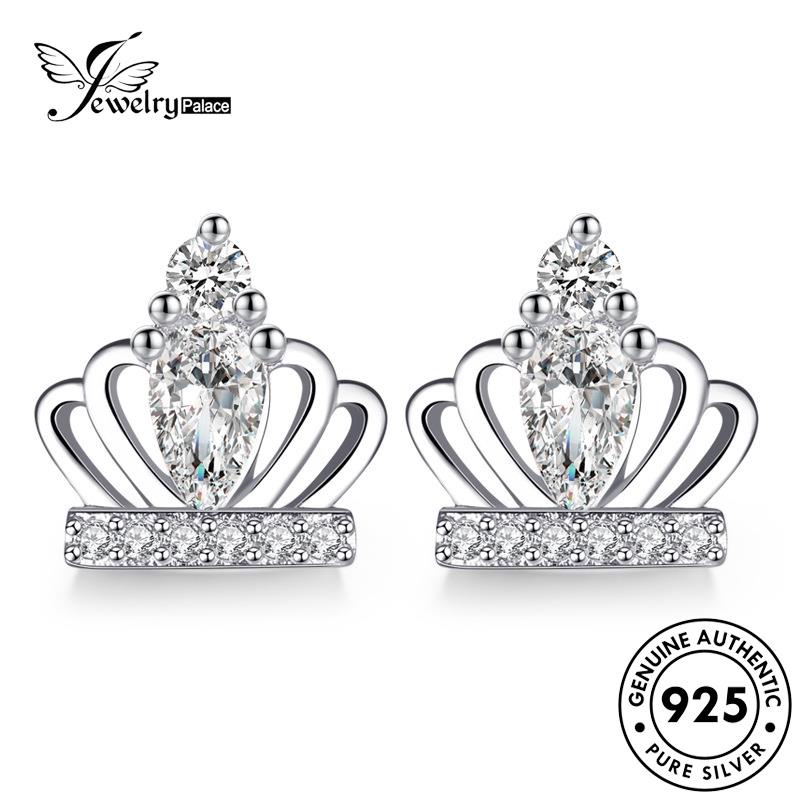 Jewelrypalace Berlian Moissanite Temperamen Anting Asli Mahkota Wanita Stud925 Perak E79