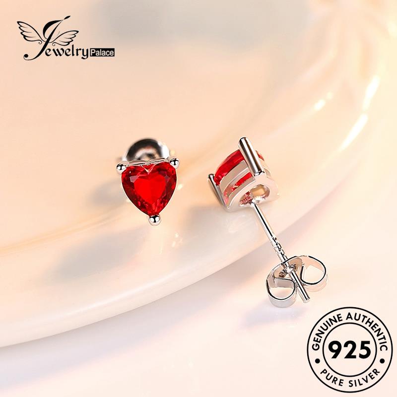 Jewelrypalace Asli925 Perak Berlian Wanita Kristal Kepribadian Stud Pink Love Anting E90