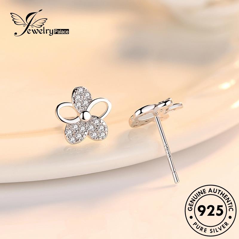 Jewelrypalace Bunga Asli Stud Moissanite Berlian Perak925 Anting Fashion Wanita E126