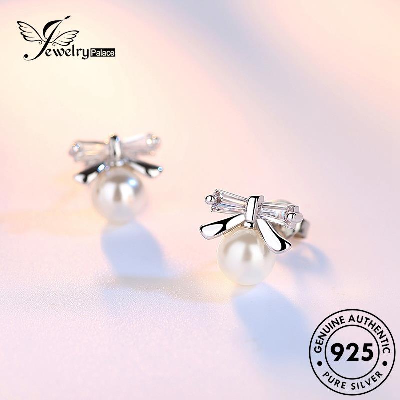 Jewelrypalace Dasi Wanita925Mutiara Asli Stud Anting Perak Bow E154