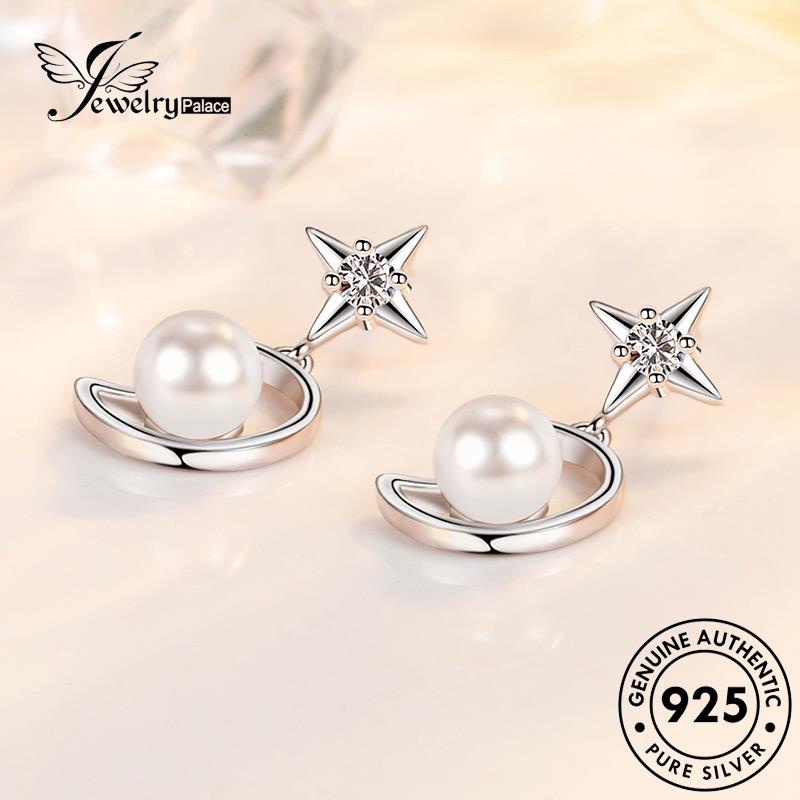 Jewelrypalace Stud Mutiara Asli925 Anting Kepribadian Xingyue Perak Wanita E173