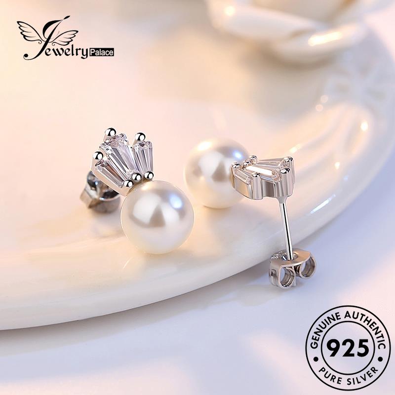 Jewelrypalace 925anting Asli Simple Mahkota Mutiara Perak Wanita Stud E188