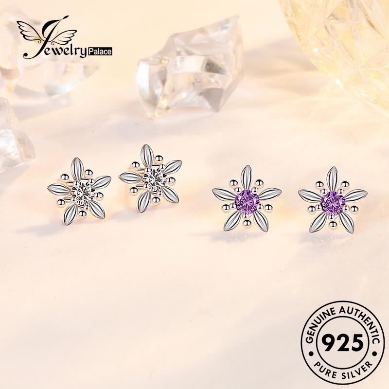 Jewelrypalace Stud Asli Kecubung925 Bunga Perak Anting Fashion Wanita E124