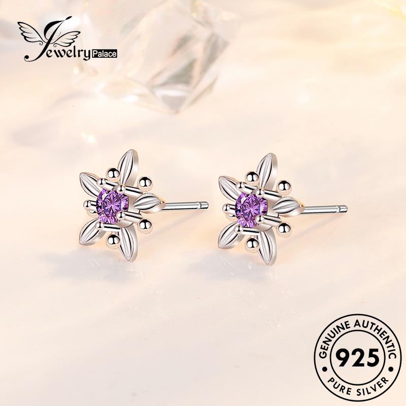 Jewelrypalace Stud Asli Kecubung925 Bunga Perak Anting Fashion Wanita E124