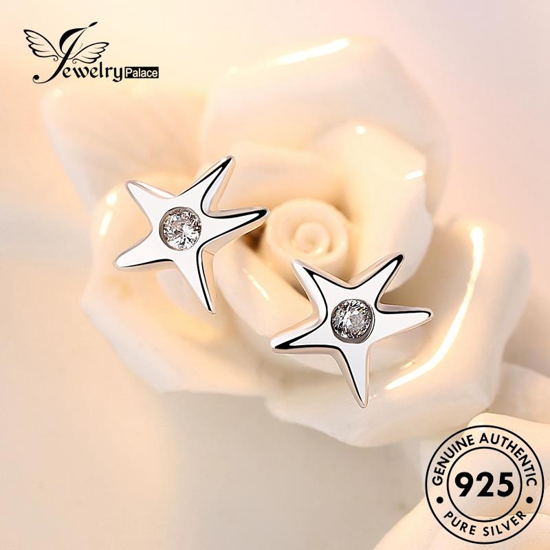 Jewelrypalace Anting Perak Moissanite Bintang Berujung Lima Wanita Stud Asli925 Berlian Kepribadian E330