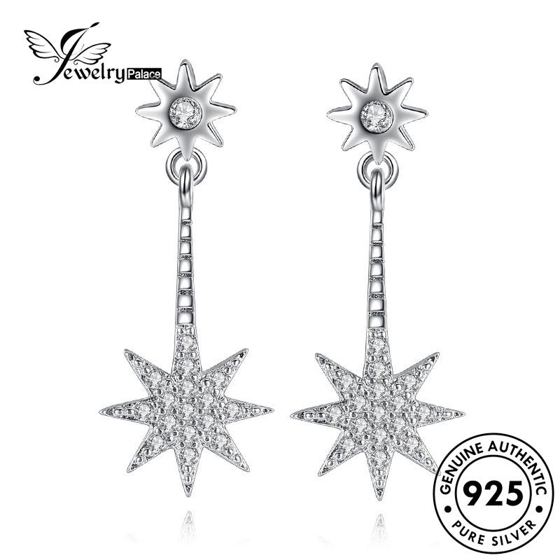 Jewelrypalace Stud Moissanite Anting Wanita Asli925 Temperamen Berlian Bintang Perak E294