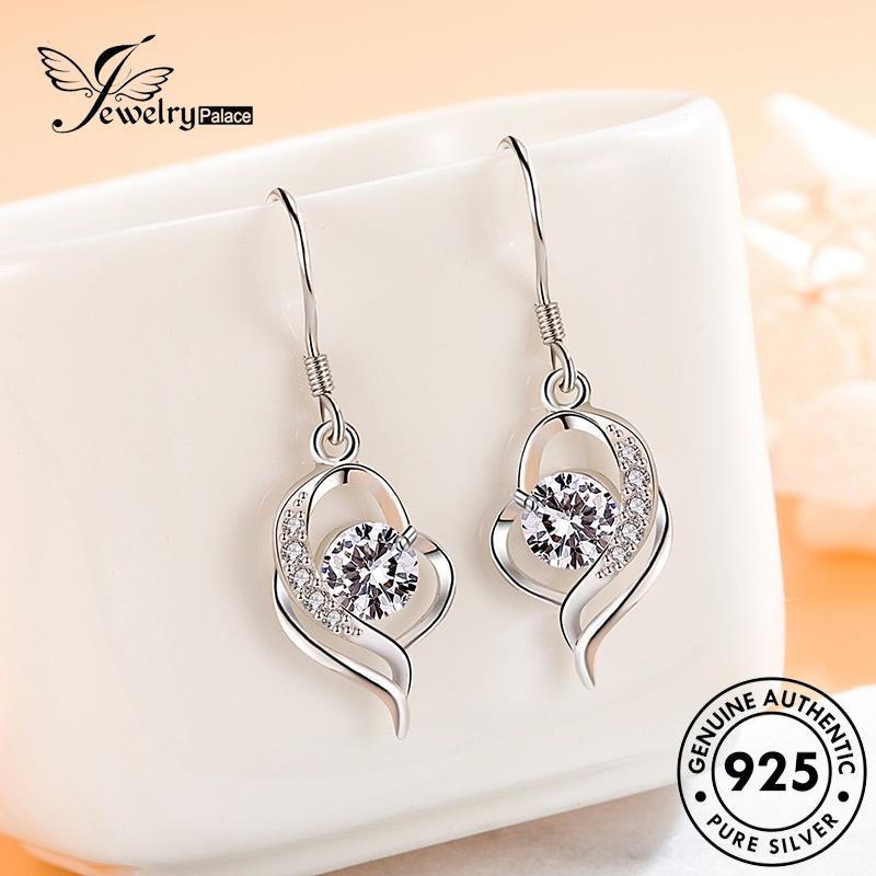 Jewelrypalace Asli Temperamen Wanita Bentuk Perak Anting Hati Pengait Safir925 E479