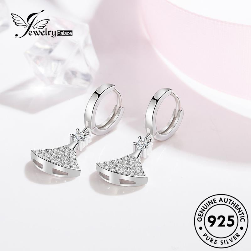 Jewelrypalace Anting Hoop Fashion Berlian Moissanite Sektor Perak Wanita925 Emas Asli E429