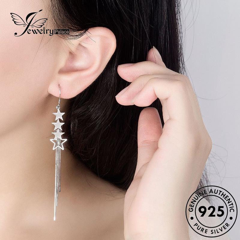 Jewelrypalace Anting925 Perak Asli Simple Bintang Wanita Kait Berujung Lima E503