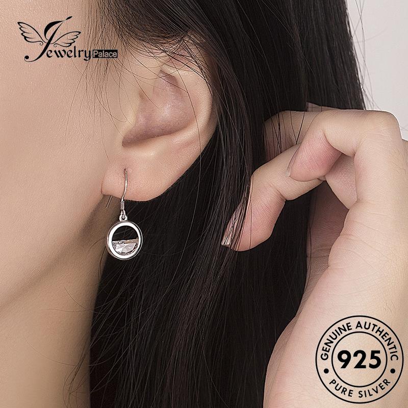 Jewelrypalace Hook Wanita Manis Setengah Lingkaran Anting Berlian Asli Moissanite925 Perak E537