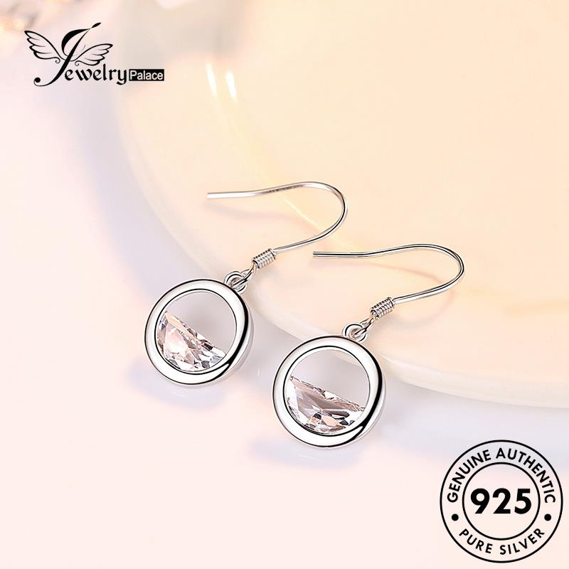 Jewelrypalace Hook Wanita Manis Setengah Lingkaran Anting Berlian Asli Moissanite925 Perak E537