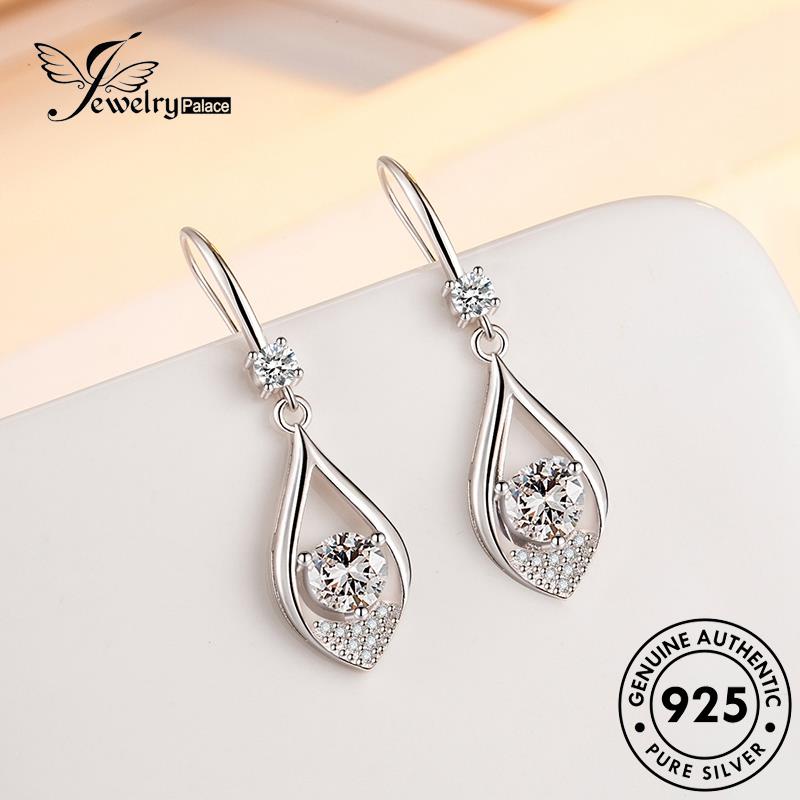 Jewelrypalace Moissanite Bentuk Perak Berlian Retro Anting Wanita Drop Hook Asli925 E548